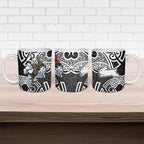 South Sydney Rabbitohs Rugby Ceramic Mug Polynesian Tribal Rabbit Warrior Black White Pattern