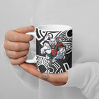 South Sydney Rabbitohs Rugby Ceramic Mug Polynesian Tribal Rabbit Warrior Black White Pattern