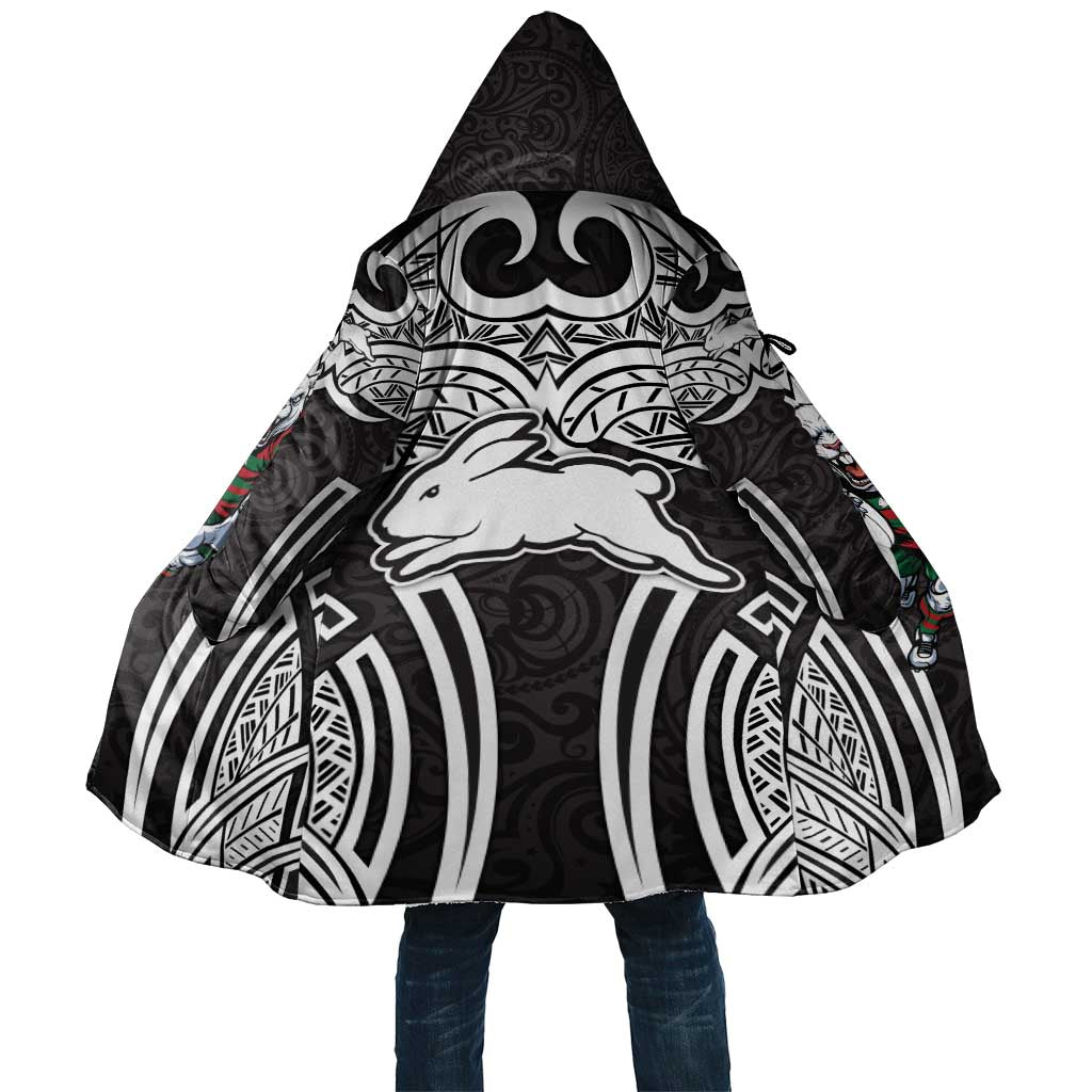 South Sydney Rabbitohs Rugby Cloak Polynesian Tribal Rabbit Warrior Black White Pattern