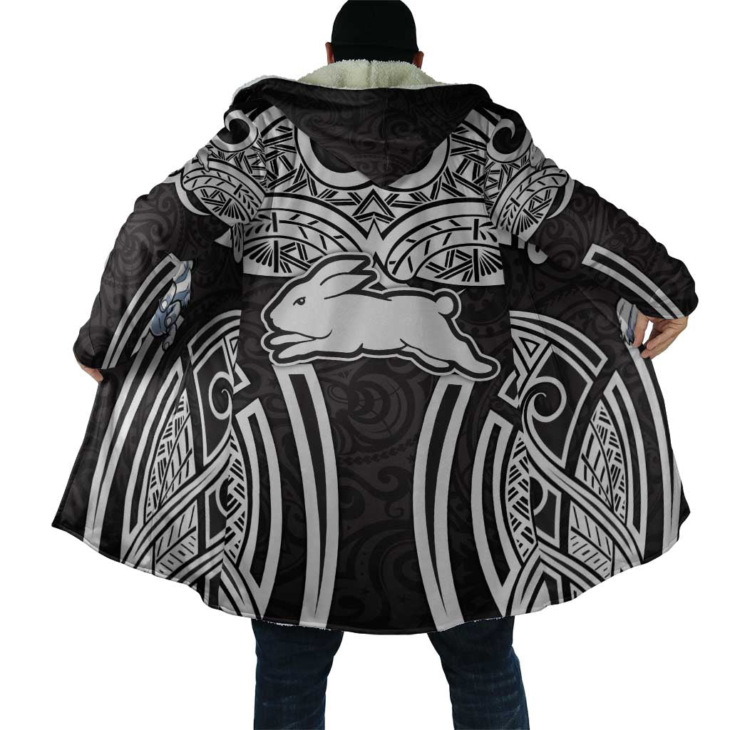 South Sydney Rabbitohs Rugby Cloak Polynesian Tribal Rabbit Warrior Black White Pattern