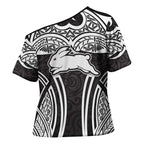South Sydney Rabbitohs Rugby Cross Shoulder Shirt Polynesian Tribal Rabbit Warrior Black White Pattern