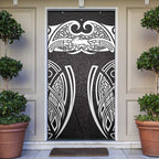 South Sydney Rabbitohs Rugby Door Cover Polynesian Tribal Rabbit Warrior Black White Pattern