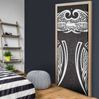 South Sydney Rabbitohs Rugby Door Cover Polynesian Tribal Rabbit Warrior Black White Pattern