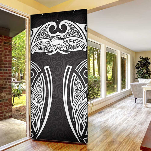 South Sydney Rabbitohs Rugby Door Cover Polynesian Tribal Rabbit Warrior Black White Pattern