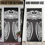 South Sydney Rabbitohs Rugby Door Cover Polynesian Tribal Rabbit Warrior Black White Pattern