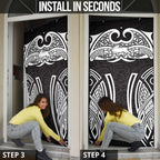 South Sydney Rabbitohs Rugby Door Cover Polynesian Tribal Rabbit Warrior Black White Pattern
