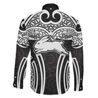South Sydney Rabbitohs Rugby Family Matching Mermaid Dress and Hawaiian Shirt Polynesian Tribal Rabbit Warrior Black White Pattern
