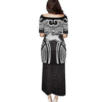 South Sydney Rabbitohs Rugby Family Matching Puletasi and Hawaiian Shirt Polynesian Tribal Rabbit Warrior Black White Pattern