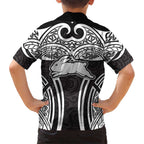 South Sydney Rabbitohs Rugby Family Matching Tank Maxi Dress and Hawaiian Shirt Polynesian Tribal Rabbit Warrior Black White Pattern