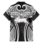 South Sydney Rabbitohs Rugby Family Matching Tank Maxi Dress and Hawaiian Shirt Polynesian Tribal Rabbit Warrior Black White Pattern
