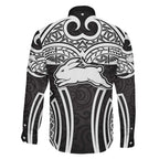 South Sydney Rabbitohs Rugby Family Matching Tank Maxi Dress and Hawaiian Shirt Polynesian Tribal Rabbit Warrior Black White Pattern