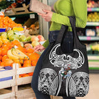 South Sydney Rabbitohs Rugby Grocery Bag Polynesian Tribal Rabbit Warrior Black White Pattern