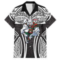 South Sydney Rabbitohs Rugby Hawaiian Shirt Polynesian Tribal Rabbit Warrior Black White Pattern