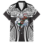 South Sydney Rabbitohs Rugby Hawaiian Shirt Polynesian Tribal Rabbit Warrior Black White Pattern