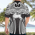 South Sydney Rabbitohs Rugby Hawaiian Shirt Polynesian Tribal Rabbit Warrior Black White Pattern