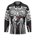 South Sydney Rabbitohs Rugby Hockey Jersey Polynesian Tribal Rabbit Warrior Black White Pattern