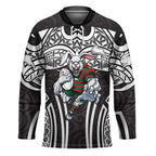 South Sydney Rabbitohs Rugby Hockey Jersey Polynesian Tribal Rabbit Warrior Black White Pattern