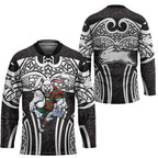 South Sydney Rabbitohs Rugby Hockey Jersey Polynesian Tribal Rabbit Warrior Black White Pattern