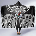 South Sydney Rabbitohs Rugby Hooded Blanket Polynesian Tribal Rabbit Warrior Black White Pattern