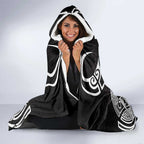South Sydney Rabbitohs Rugby Hooded Blanket Polynesian Tribal Rabbit Warrior Black White Pattern