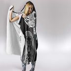 South Sydney Rabbitohs Rugby Hooded Blanket Polynesian Tribal Rabbit Warrior Black White Pattern