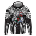South Sydney Rabbitohs Rugby Hoodie Polynesian Tribal Rabbit Warrior Black White Pattern