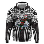 South Sydney Rabbitohs Rugby Hoodie Polynesian Tribal Rabbit Warrior Black White Pattern
