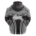 South Sydney Rabbitohs Rugby Hoodie Polynesian Tribal Rabbit Warrior Black White Pattern