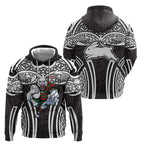 South Sydney Rabbitohs Rugby Hoodie Polynesian Tribal Rabbit Warrior Black White Pattern