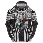 South Sydney Rabbitohs Rugby Hoodie Polynesian Tribal Rabbit Warrior Black White Pattern
