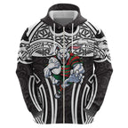 South Sydney Rabbitohs Rugby Hoodie Polynesian Tribal Rabbit Warrior Black White Pattern
