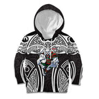 South Sydney Rabbitohs Rugby Kid Hoodie Polynesian Tribal Rabbit Warrior Black White Pattern
