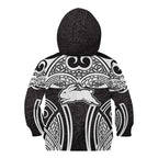 South Sydney Rabbitohs Rugby Kid Hoodie Polynesian Tribal Rabbit Warrior Black White Pattern