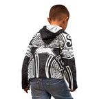 South Sydney Rabbitohs Rugby Kid Hoodie Polynesian Tribal Rabbit Warrior Black White Pattern