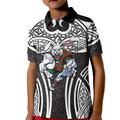 South Sydney Rabbitohs Rugby Kid Polo Shirt Polynesian Tribal Rabbit Warrior Black White Pattern