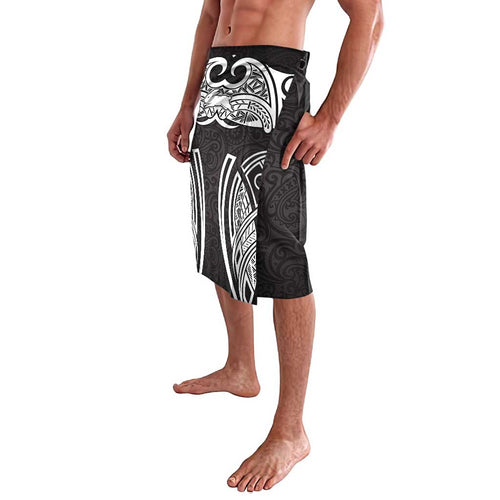 South Sydney Rabbitohs Rugby Lavalava Polynesian Tribal Rabbit Warrior Black White Pattern