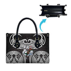 South Sydney Rabbitohs Rugby Leather Bag Polynesian Tribal Rabbit Warrior Black White Pattern