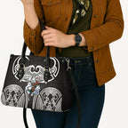 South Sydney Rabbitohs Rugby Leather Bag Polynesian Tribal Rabbit Warrior Black White Pattern