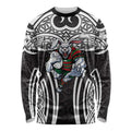 South Sydney Rabbitohs Rugby Long Sleeve Shirt Polynesian Tribal Rabbit Warrior Black White Pattern