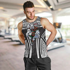 South Sydney Rabbitohs Rugby Men Tank Top Polynesian Tribal Rabbit Warrior Black White Pattern