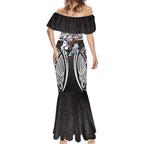 South Sydney Rabbitohs Rugby Mermaid Dress Polynesian Tribal Rabbit Warrior Black White Pattern