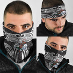 South Sydney Rabbitohs Rugby Neck Gaiter Polynesian Tribal Rabbit Warrior Black White Pattern