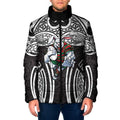 South Sydney Rabbitohs Rugby Padded Jacket Polynesian Tribal Rabbit Warrior Black White Pattern