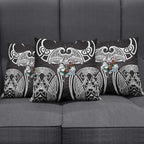 South Sydney Rabbitohs Rugby Pillow Cover Polynesian Tribal Rabbit Warrior Black White Pattern