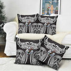 South Sydney Rabbitohs Rugby Pillow Cover Polynesian Tribal Rabbit Warrior Black White Pattern