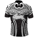 South Sydney Rabbitohs Rugby Polo Shirt Polynesian Tribal Rabbit Warrior Black White Pattern