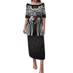 South Sydney Rabbitohs Rugby Puletasi Polynesian Tribal Rabbit Warrior Black White Pattern