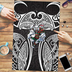 South Sydney Rabbitohs Rugby Puzzle Polynesian Tribal Rabbit Warrior Black White Pattern