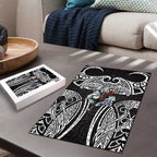 South Sydney Rabbitohs Rugby Puzzle Polynesian Tribal Rabbit Warrior Black White Pattern