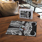 South Sydney Rabbitohs Rugby Puzzle Polynesian Tribal Rabbit Warrior Black White Pattern